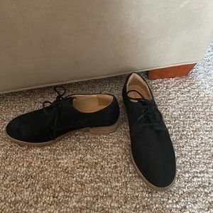 Clarks black suede loafers